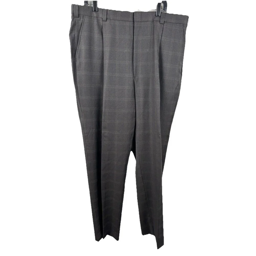 Perry Ellis Portfolio Suit Jacket Wool Mens Charcoal Gray Glen Plaid Windowpane